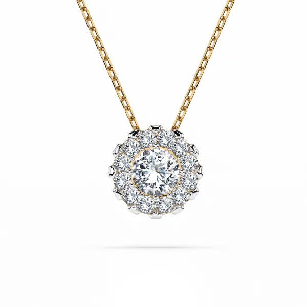 0,1 Karat Diamant Anhänger Gelbgold 585 (14K) mit Goldkette für Damen