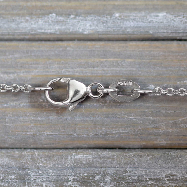 Goldkette als Ankerkette rund Weißgold 750 / 18K, 50 cm lang, 1,3 mm breit, Gewicht ca. 3.7 g.