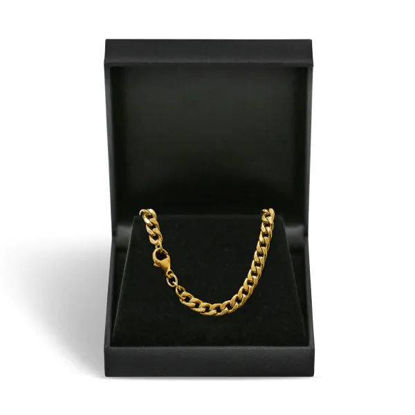 Goldkette als Panzerkette hohl in Gelbgold 585 / 14K, 45 cm lang, 5,4 mm breit, Gewicht ca. 15.6 g.