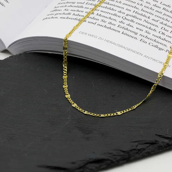 Goldkette als Panzerstegkette in Gelbgold 585 / 14K, 70 cm lang, 3,1 mm breit, Gewicht ca. 7.8 g.