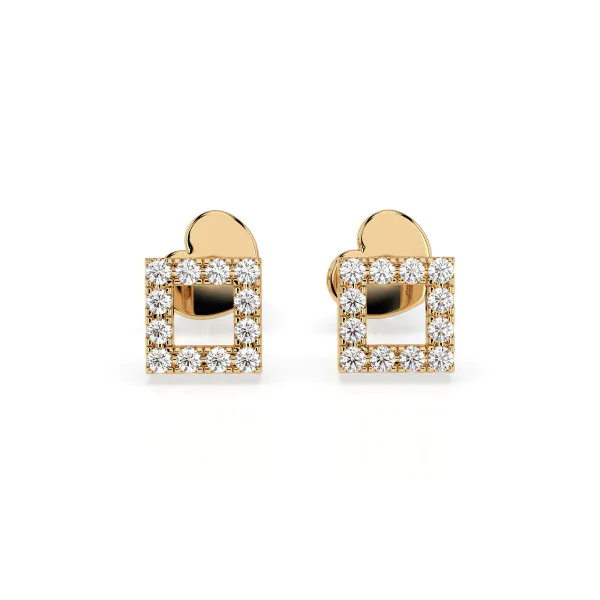 0,14 Karat Diamantohrstecke mit 24 echten Diamantenr, Gelbgold 585 / 14K