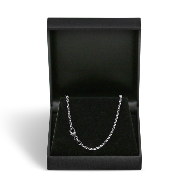 Goldkette als Ankerkette rund Weißgold 585 / 14K, 50 cm lang, 2,4 mm breit, Gewicht ca. 9.3 g.