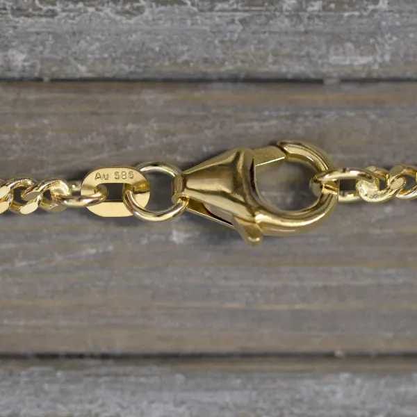 Goldkette als Panzerkette flach 1.1 Höhe in Gelbgold 585 / 14K, 50 cm lang, 2,4 mm breit, Gewicht ca. 9.6 g.
