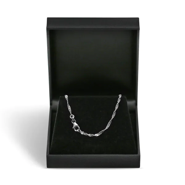 Goldkette als Singapurkette in Weißgold 585 / 14K, 36 cm lang, 2,2 mm breit, Gewicht ca. 3.3 g.