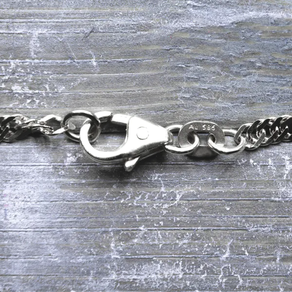 Armband als Singapurkette in Weißgold 585 / 14 K, 21,5 cm lang, 2,2mm breit, Gewicht ca. 2.3 g.