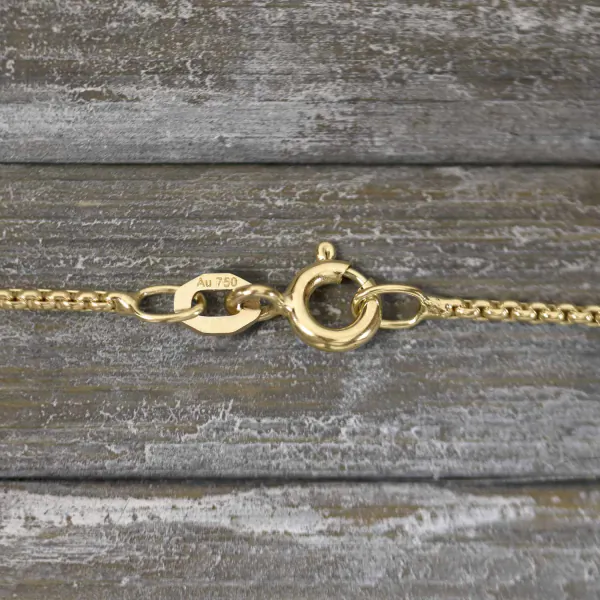 Goldkette als Venezianerkette rund geschlagen in Gelbgold 750 / 18K, 50 cm lang, 1,2 mm breit, Gewicht ca. 4.9 g.