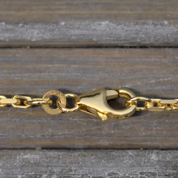 Goldkette als Ankerkette diamantiert in Gelbgold 333 / 8K, 80 cm lang, 2 mm breit, Gewicht ca. 14.2 g.