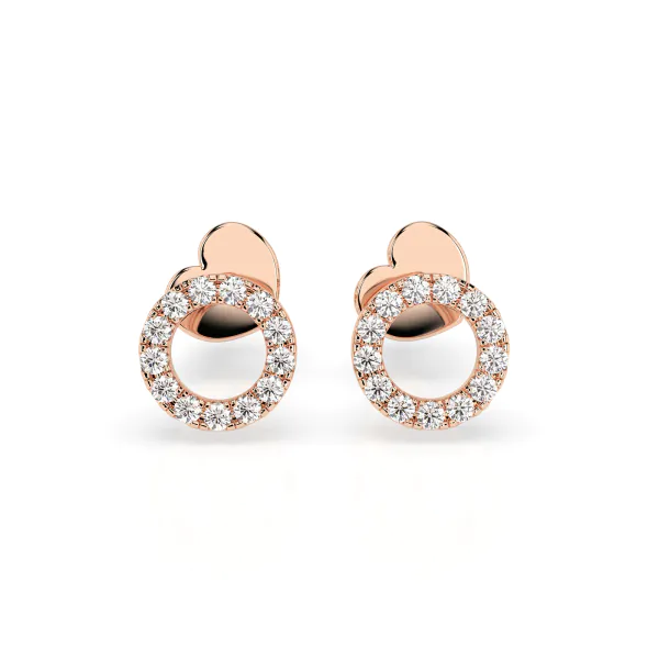 0,16 Karat Diamant Ohrstecker mit 26 echten Diamanten, Rotgold 585 / 14K