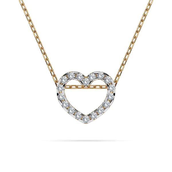 0,09 Karat Diamant Anhänger Herz Gelbgold 585 (14K) mit Goldkette für Damen