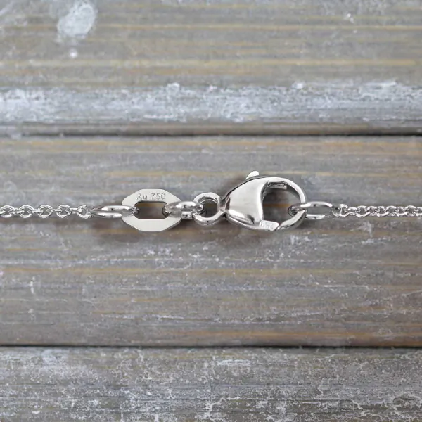 Goldkette als Ankerkette rund Weißgold 750 / 18K, 42 cm lang, 1,1 mm breit, Gewicht ca. 2.4 g.