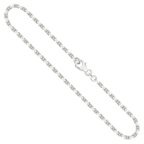 Goldkette als Ankerkette diamantiert in Weißgold 585 / 14K, 80 cm lang, 2,5 mm breit, Gewicht ca. 29.3 g.