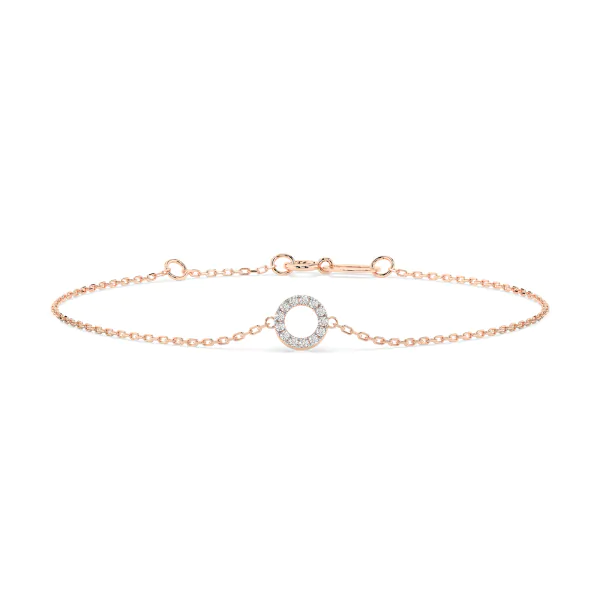 Goldarmband als Ankerkette mit 0,07 Karat Diamanten, Rotgold 585 / 14 Karat, 21 cm lang, Gewicht ca. 0,8 g.