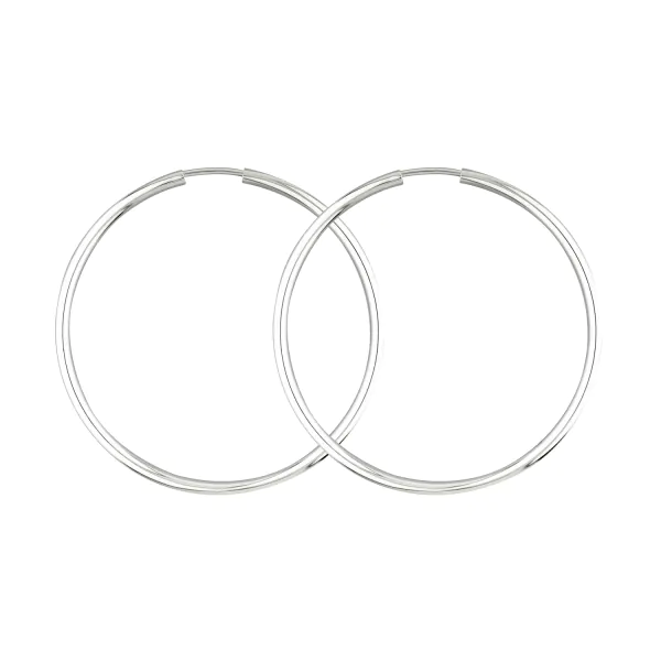 Ohrringe, Creolen, Weißgold 750 / 18K, Außendurchmesser 40 mm, Breite 2 mm, Gewicht ca. 1.8 g
