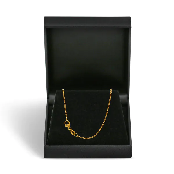 Goldkette als Ankerkette diamantiert in Gelbgold 585 / 14K, 38 cm lang, 1,3 mm breit, Gewicht ca. 2.3 g.