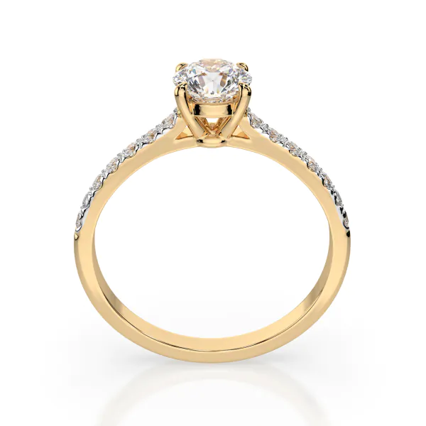 0,4+0,21 Karat Diamant Verlobungsring mit 15 Diamanten, Gelbgold 585 / 14K