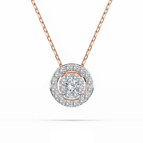 0,11 Karat Diamant Anhänger Rotgold 585 (14K) mit Goldkette für Damen