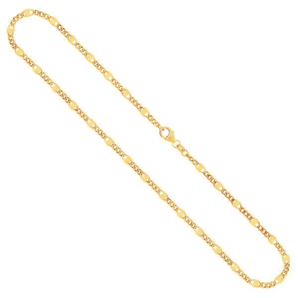 Goldkette als Panzerstegkette in Gelbgold 585 / 14K, 70 cm lang, 3,1 mm breit, Gewicht ca. 7.8 g.
