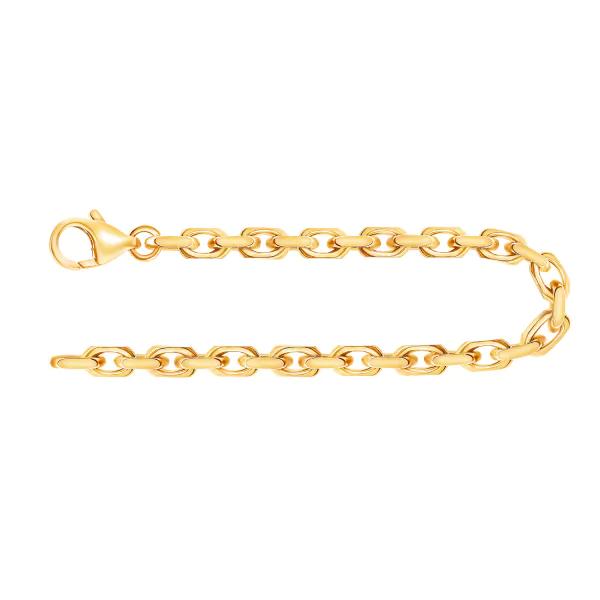 Armband als Ankerkette diamantiert in Gelbgold 750 / 18K, 16 cm lang, 3,8 mm breit, Gewicht ca. 14.5 g.