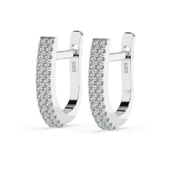 0,22 Karat Diamant Creolen, Weißgold 585 / 14 Karat, Gewicht ca. 2.5 g.