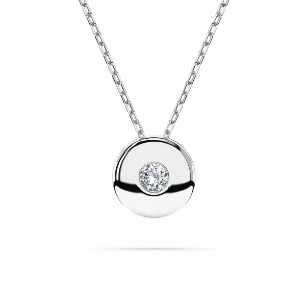 0,04 Karat Diamant Anhänger Zarge Weißgold 585 (14K) mit Goldkette für Damen