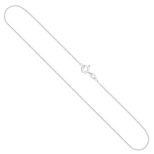 Goldkette als Venezianerkette in Weißgold 375 / 9K, 60 cm lang, 0,7 mm breit, Gewicht ca. 2 g.