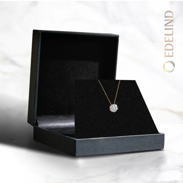 0,1 Karat Diamant Anhänger Rotgold 585 (14K) mit Goldkette 45 für Damen