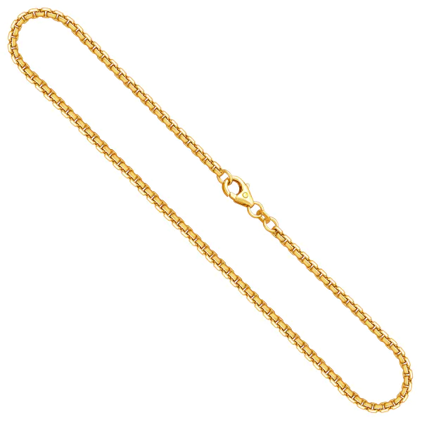 Goldkette als Venezianerkette rund geschlagen in Gelbgold 375 / 9K, 55 cm lang, 2,7 mm breit, Gewicht ca. 18 g.