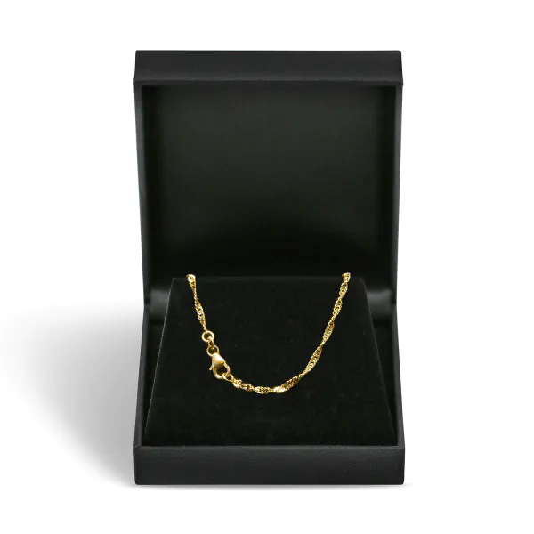 Goldkette als Singapurkette in Gelbgold 585 / 14K, 38 cm lang, 2,2 mm breit, Gewicht ca. 3 g.