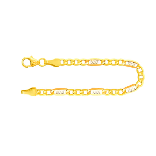Armband als Fantasiekette Bicolor in Gelbgold / Weißgold 333 / 8K, 21 cm lang, 5,2 mm breit, Gewicht ca. 4.4 g.
