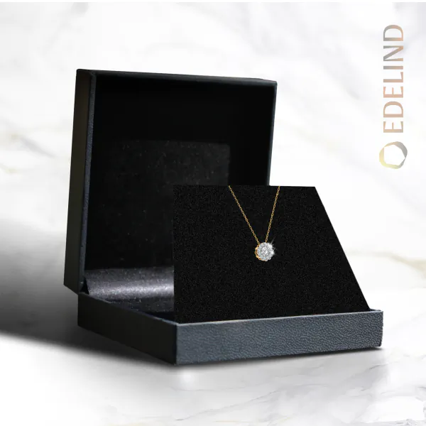 0,1 Karat Diamant Anhänger Gelbgold 585 (14K) mit Goldkette für Damen