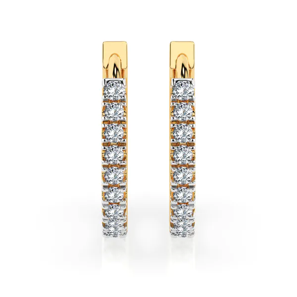 0,22 Karat Diamant Creolen, Gelbgold 585 / 14 Karat, Gewicht ca. 2 g.