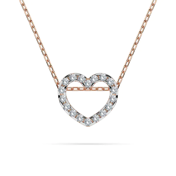 0,09 Karat Diamant Anhänger Herz Rotgold 585 (14K) mit Goldkette für Damen