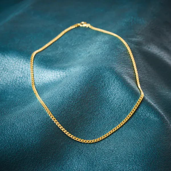 Goldkette als Panzerkette flach in Gelbgold 585 / 14K, 60 cm lang, 3,4 mm breit, Gewicht ca. 16.7 g.