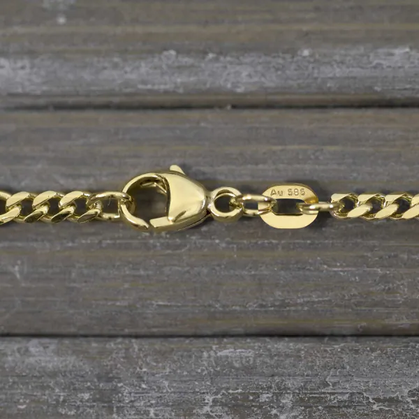 Goldkette als Panzerstegkette in Gelbgold 585 / 14K, 70 cm lang, 3,1 mm breit, Gewicht ca. 7.8 g.