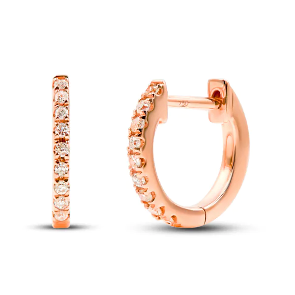 0,07 Karat Diamant Creolen Rotgold in 9.5 mm