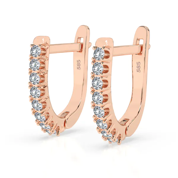 0,32 Karat Diamant Creolen, Rotgold 585 / 14 Karat, Gewicht ca. 1.7 g.