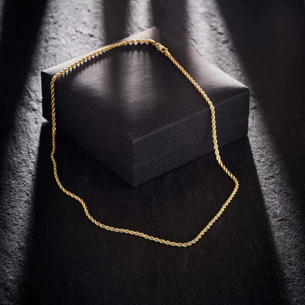 Goldkette als Kordelkette hohl in Gelbgold 375 / 9K, 50 cm lang, 2,1 mm breit, Gewicht ca. 2.6 g.