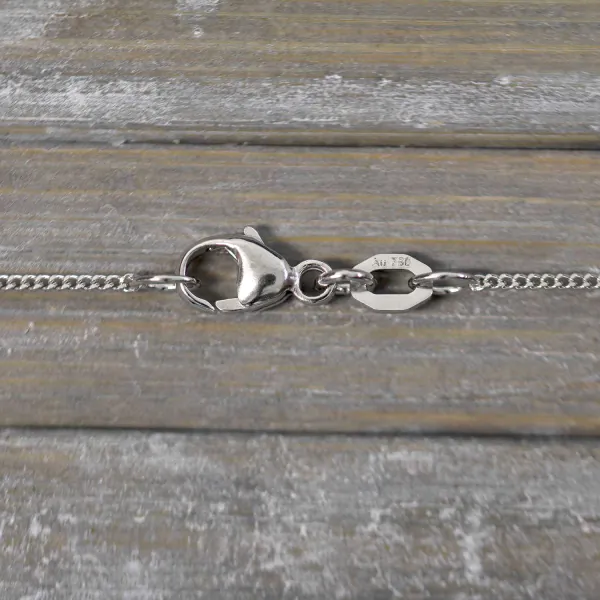 Goldkette als Panzerkette flach Weißgold 750 / 18K, 50 cm lang, 1,1 mm breit, Gewicht ca. 2.7 g.