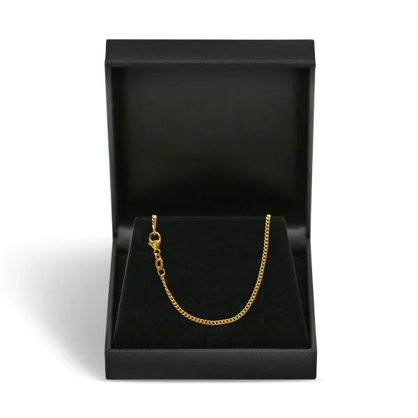Goldkette als Panzerkette flach in Gelbgold 585 / 14K, 50 cm lang, 1,7 mm breit, Gewicht ca. 5.3 g.