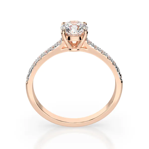 0,5+0,21 Karat Diamant Verlobungsring mit 15 Diamanten, Rotgold 585 / 14K