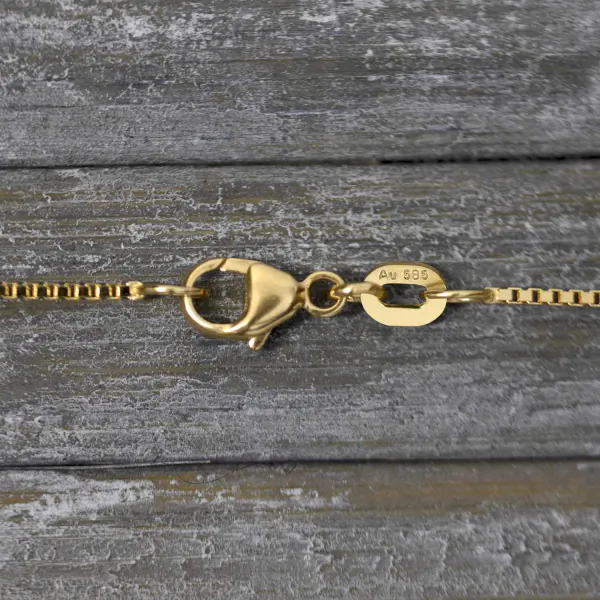 Goldkette als Venezianerkette in Gelbgold 585 / 14K, 40 cm lang, 0,9 mm breit, Gewicht ca. 2.8 g.