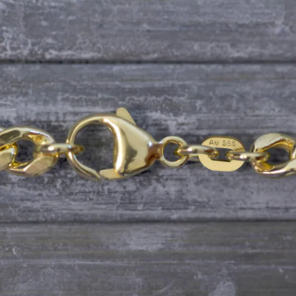 Goldkette als Panzerkette hohl in Gelbgold 585 / 14K, 45 cm lang, 5,4 mm breit, Gewicht ca. 15.6 g.