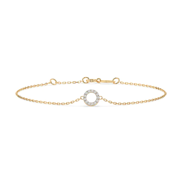 Goldarmband als Ankerkette mit 0,07 Karat Diamanten, Gelbgold 585 / 14 Karat, 20 cm lang, Gewicht ca. 0,8 g.