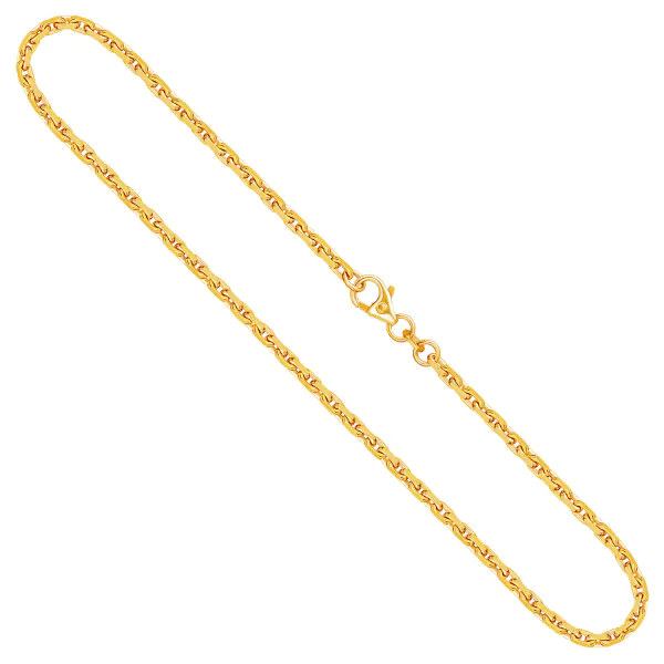 Goldkette als Ankerkette diamantiert in Gelbgold 333 / 8 Karat, 80 cm lang, 2.5 mm breit, Gewicht ca. 21