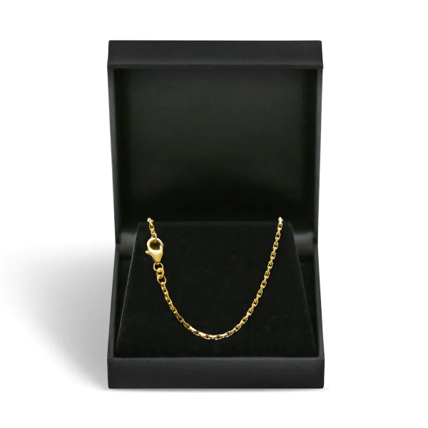Armband als Ankerkette diamantiert in Gelbgold 333 / 8K, 18,5 cm lang, 2 mm breit, Gewicht ca. 3.4 g.