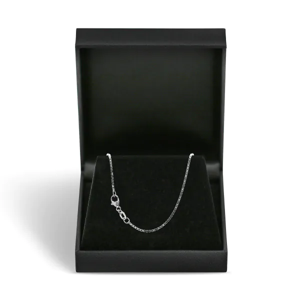 Goldkette als Venezianerkette in Weißgold 750 / 18K, 80 cm lang, 1,2 mm breit, Gewicht ca. 9.6 g.