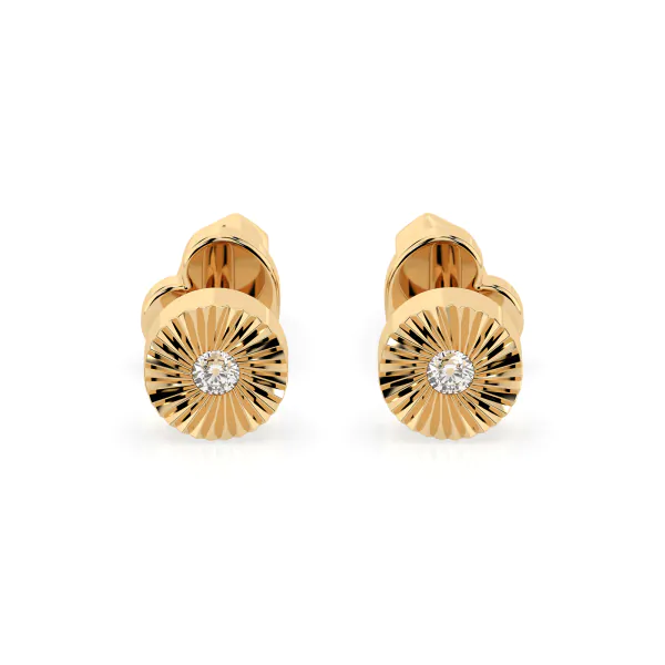 0,04 Karat Diamant Ohrstecker mit 2 echten Diamanten, Gelbgold 585 / 14K