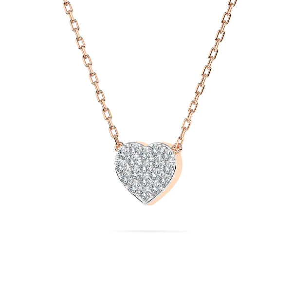 0,09 Karat Diamant Anhänger Herz Rotgold 585 (14K) mit Goldkette für Damen