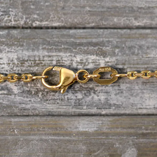 Goldkette als Ankerkette diamantiert in Gelbgold 750 / 18K, 40 cm lang, 1,7 mm breit, Gewicht ca. 4.7 g.