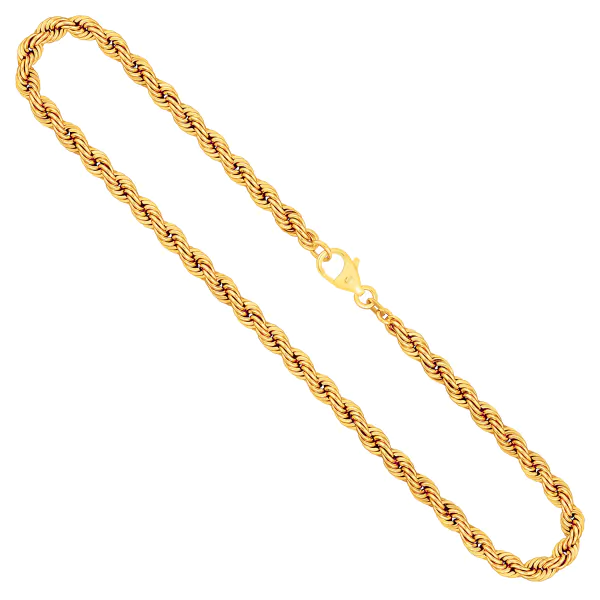 Goldkette als Kordelkette hohl in Gelbgold 585 / 14K, 60 cm lang, 5 mm breit, Gewicht ca. 20.7 g.